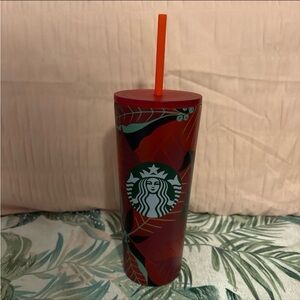 New Starbucks 2020 Red Poinsettia Stainless 16oz Tumbler